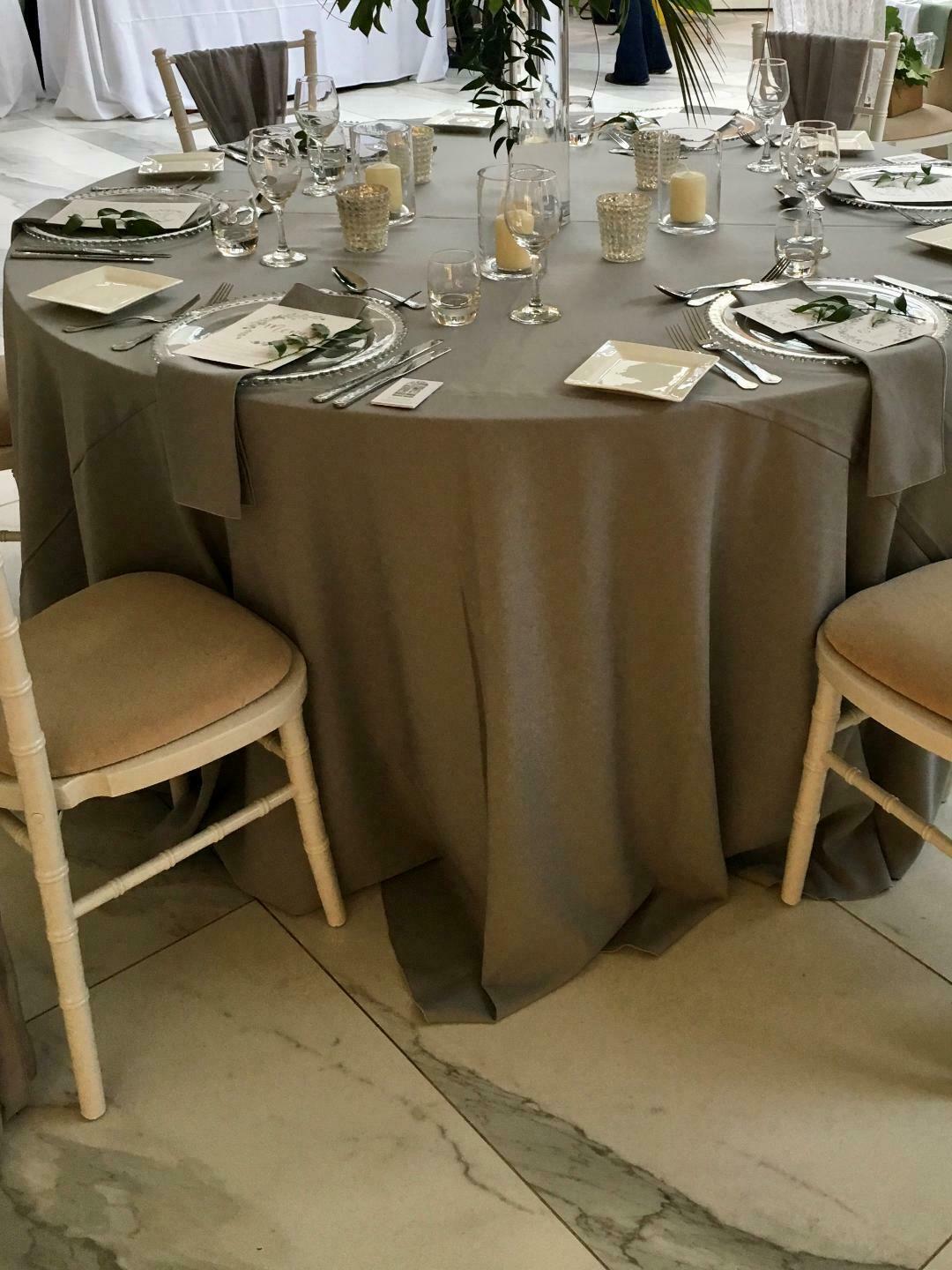 Silver Plain Round Tablecloth - Extra Wide Suitable for weddings, parties, christenings