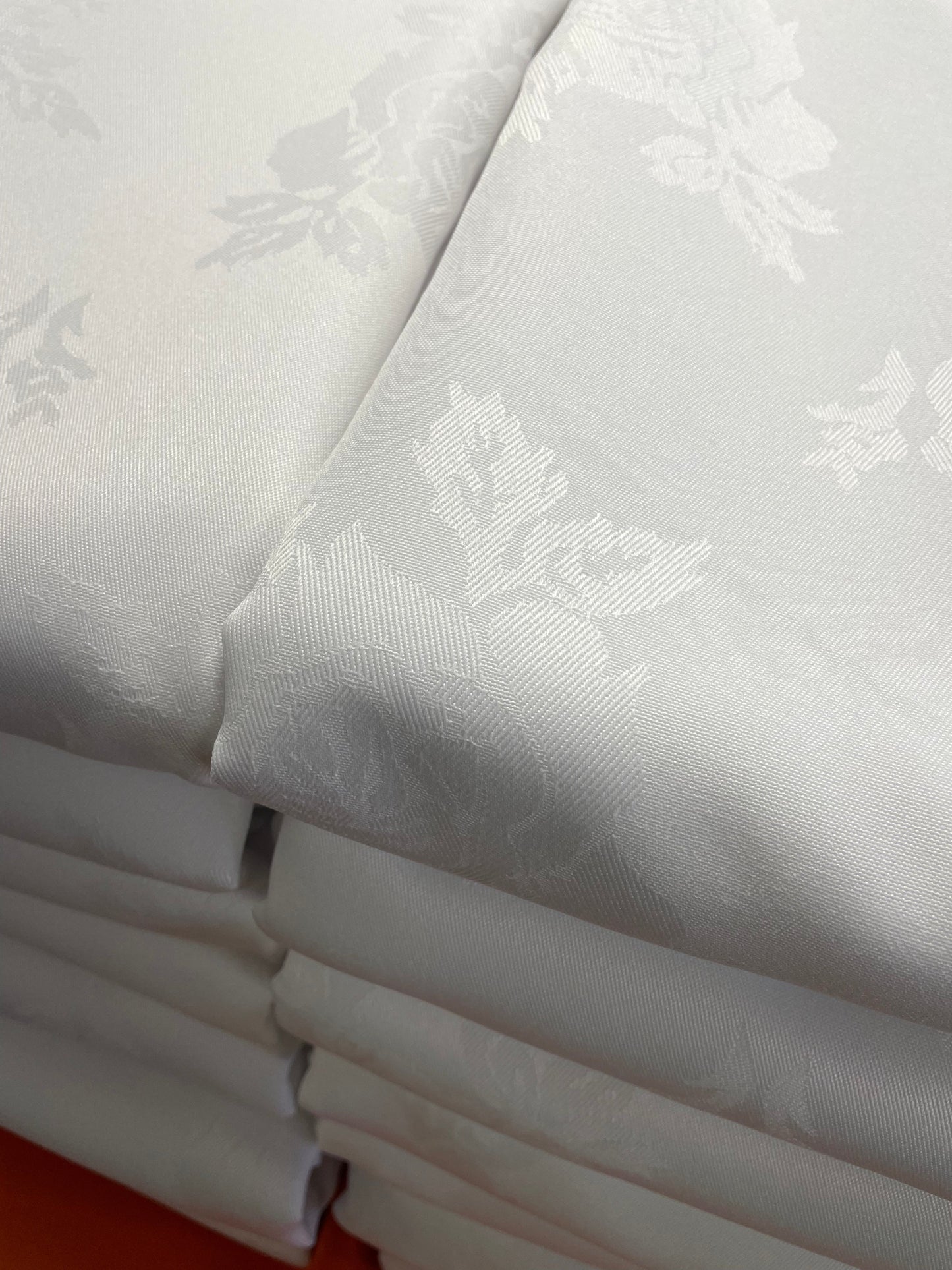 White Damask Rose Square Tablecloth